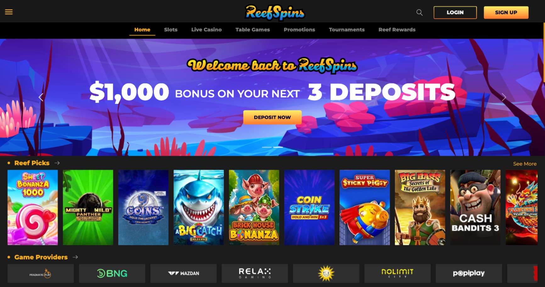 ReefSpins main page