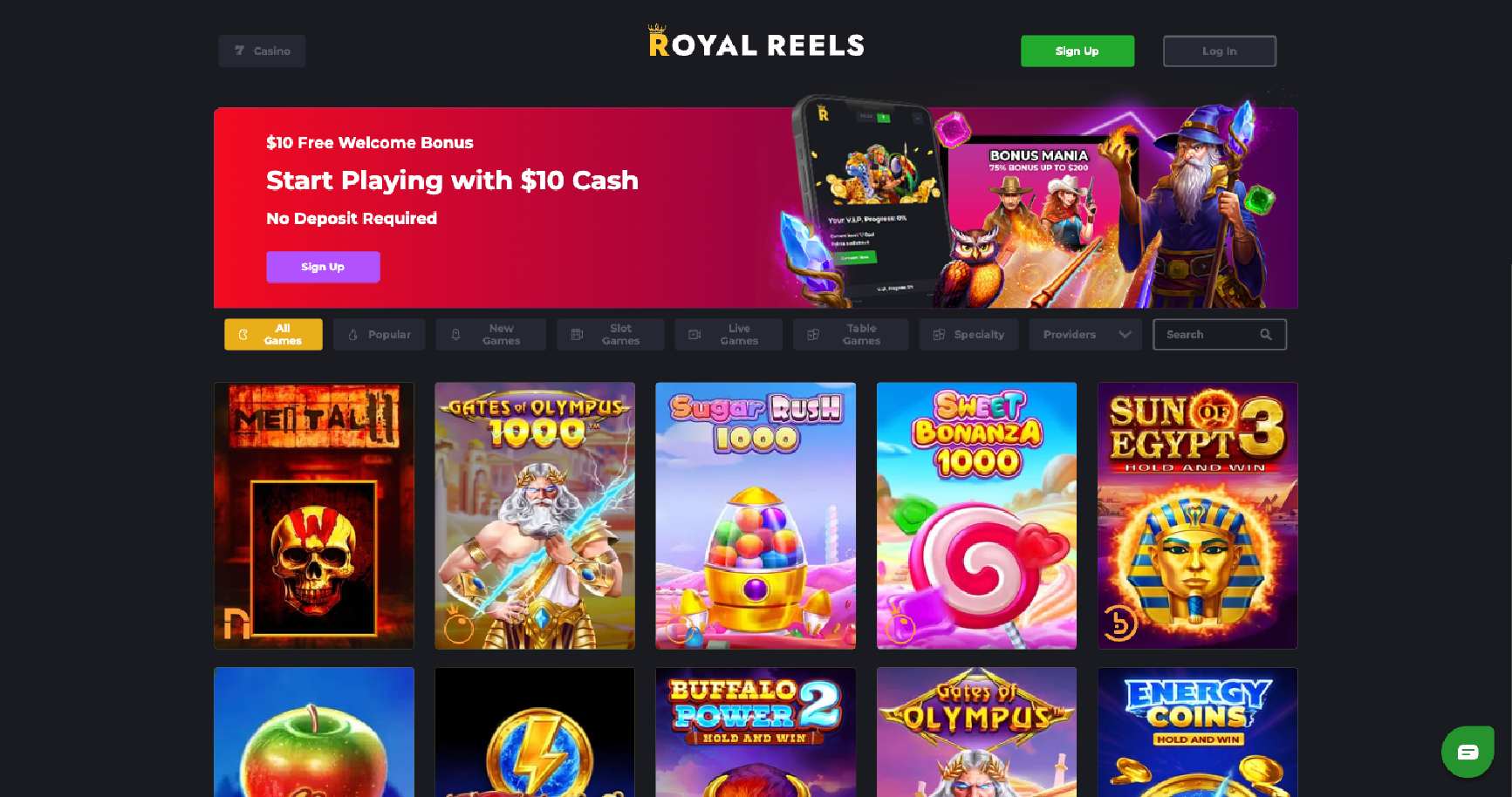Royal Reels main page
